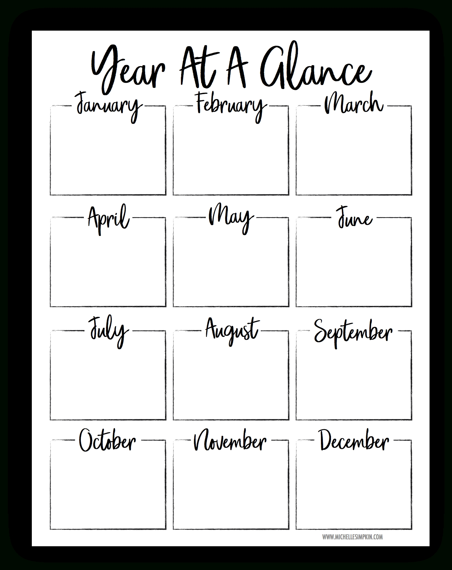 Free Printable Year At A Glance Calendar