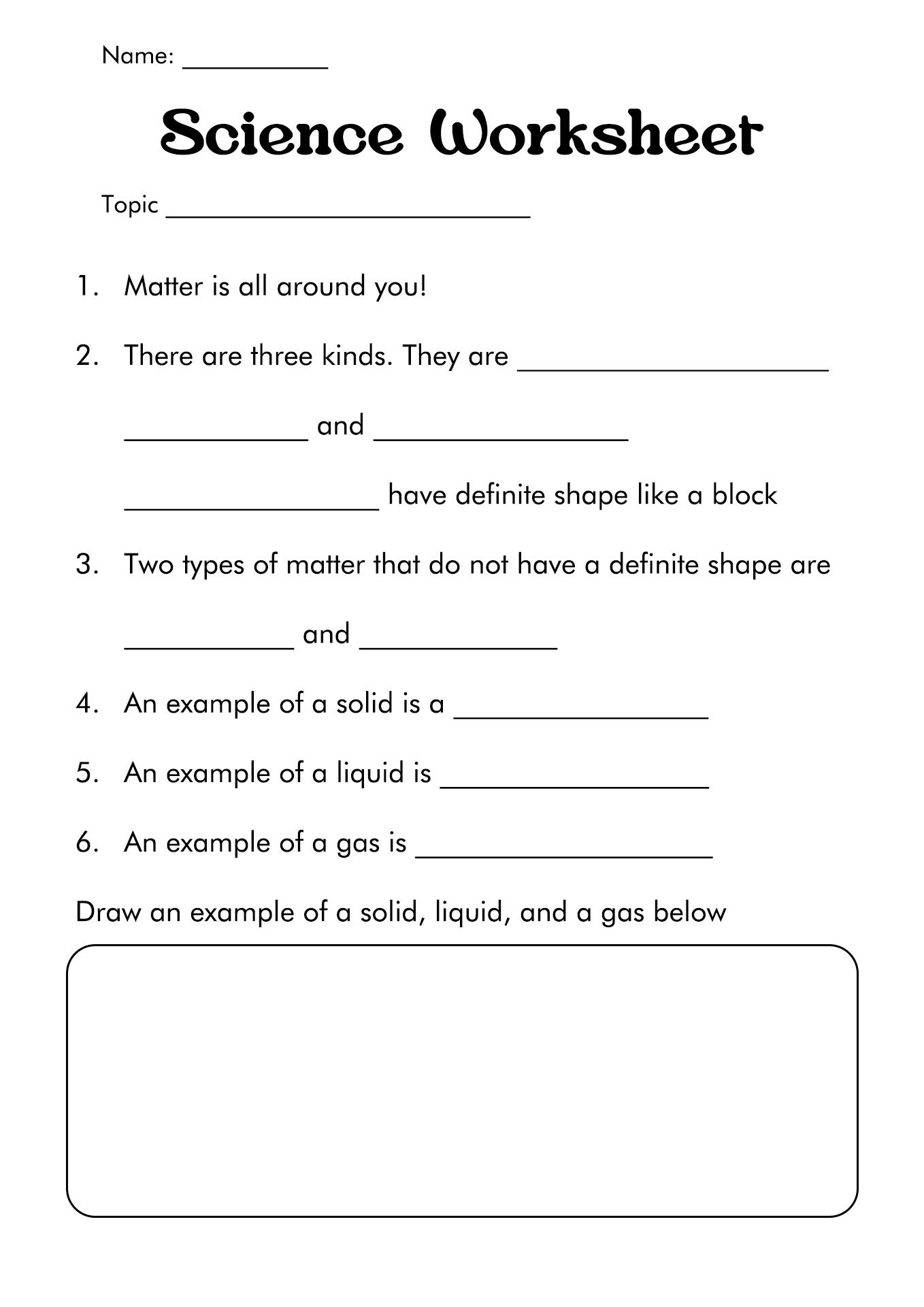 Free Science Worksheets For 6th Grade