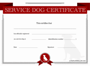 Free Service Dog Certificate Templates Customize Download Print