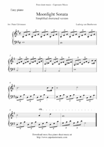 Free Sheet Music Scores Free Easy Piano Sheet Music Moonlight Free