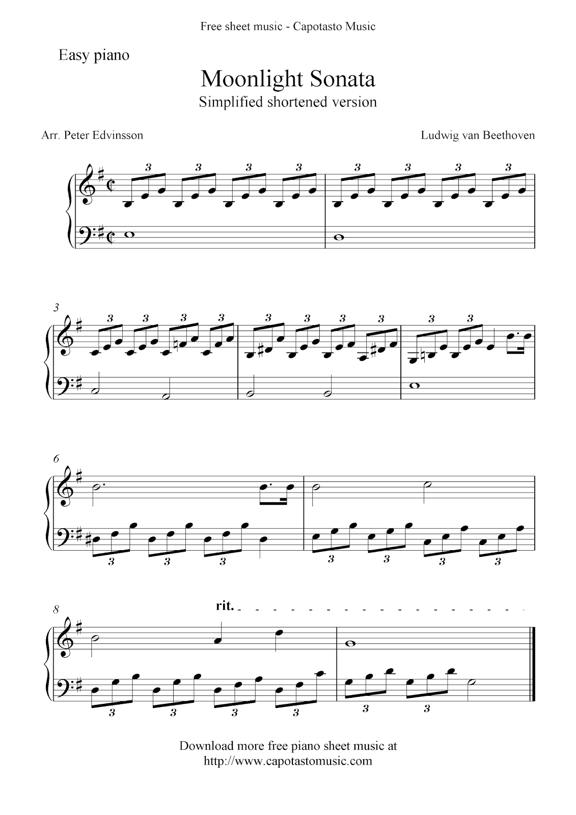 Free Easy Printable Piano Sheet Music