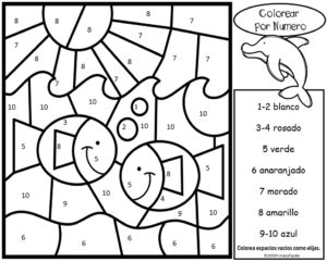 FREE SPANISH COLOR BY NUMBER OCEAN THEME 1 PAGE Made By Teachers