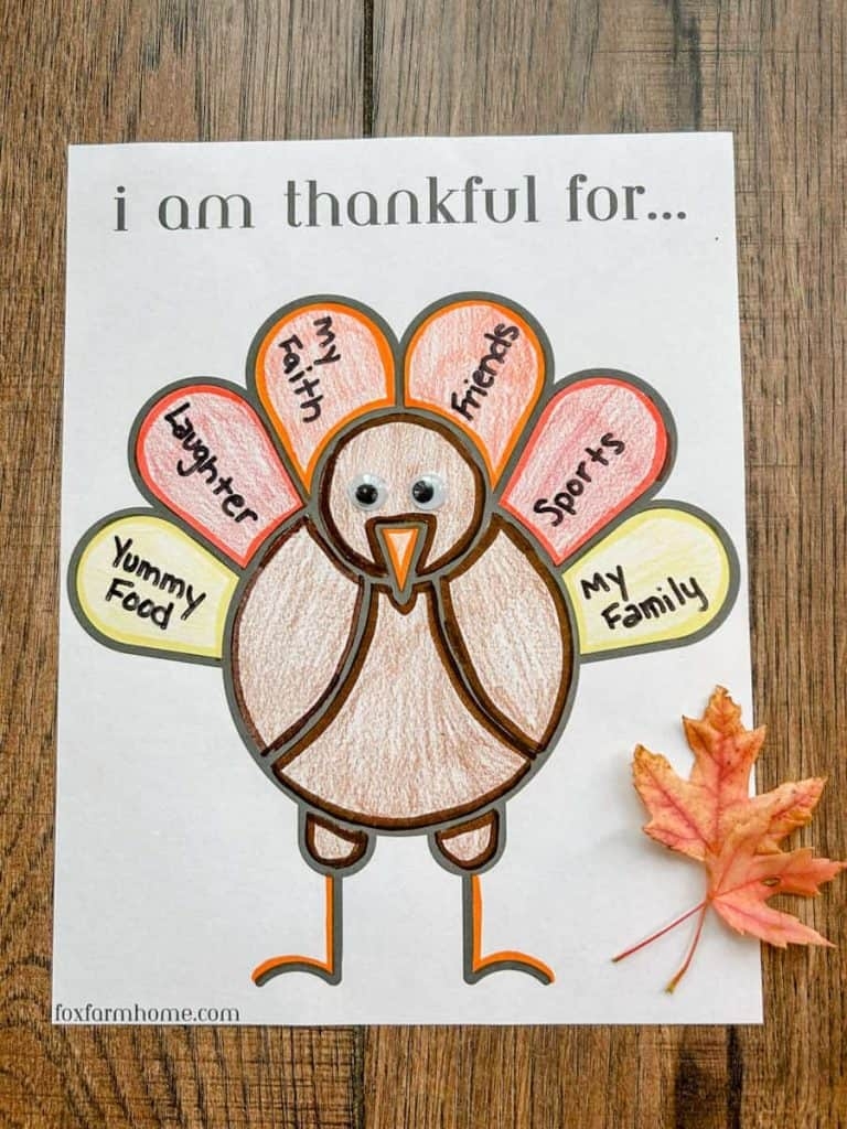 Free Thanksgiving quot I Am Thankful For quot Printable Fox Farm Home