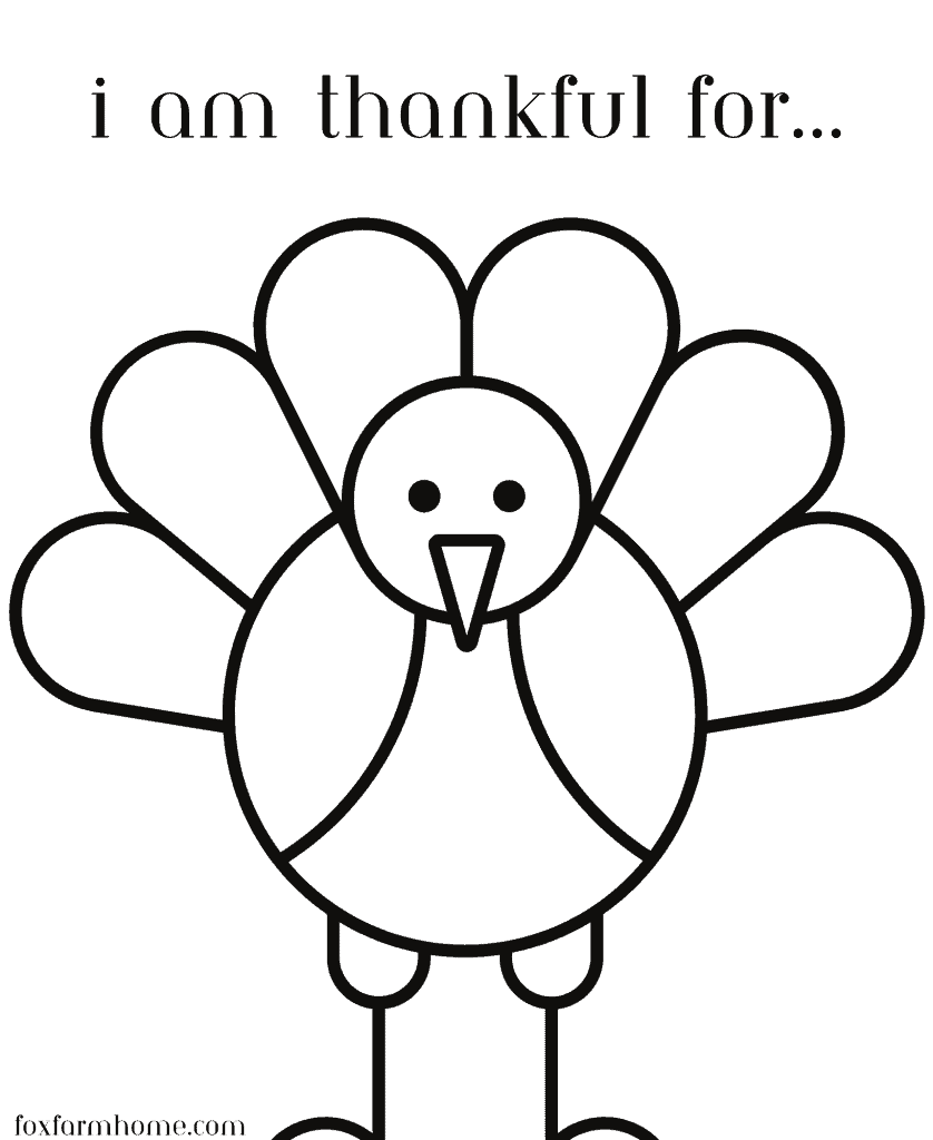 Free Printable I Am Thankful Turkey