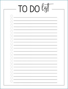 Free To Do List Printable Template