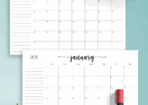 Free Printable Monthly Calendar With Notes