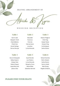 Free Wedding Seating Chart Template Printable Printable Form