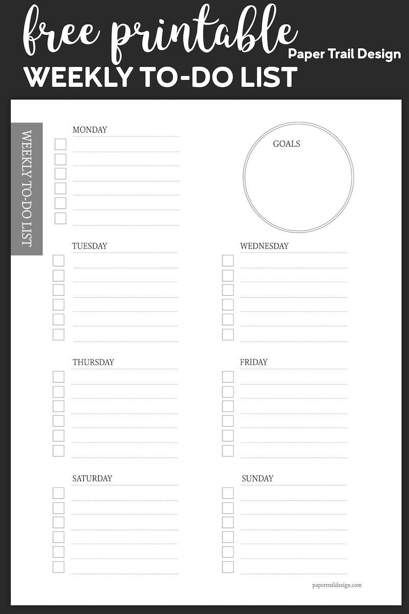 Free Weekly To Do List Printable Template Paper Trail Design
