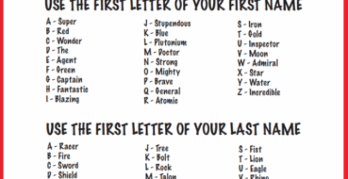 What’S Your Superhero Name Free Printable