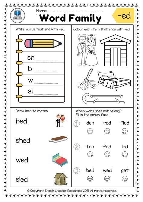 FREE Word Family Activities Worksheets Library