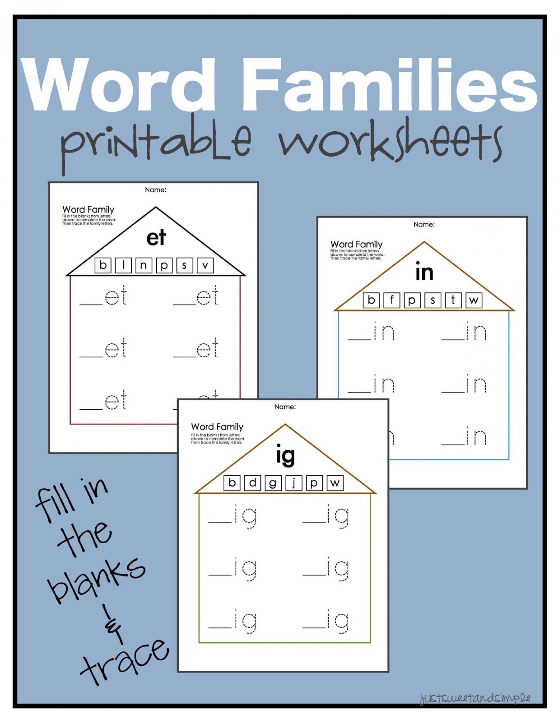 Free Word Family Printables