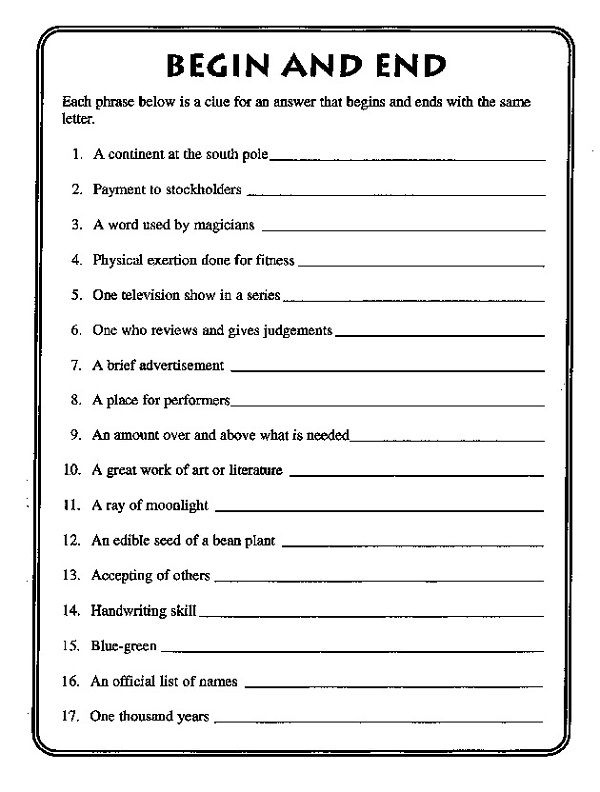 Free Worksheets Printable Adult Brain Games Ronald Worksheets
