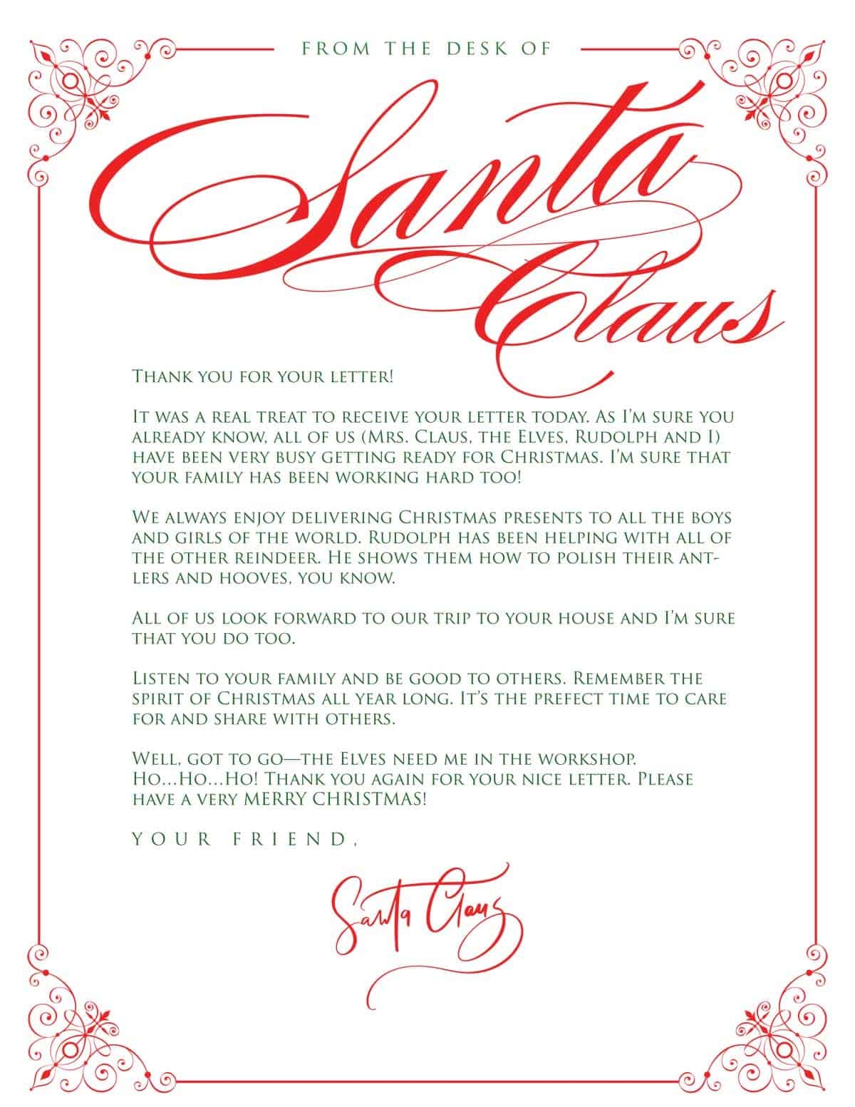 From Santa Letter Template Printable Printable Templates