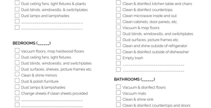 Professional House Cleaning Checklist Printable Free