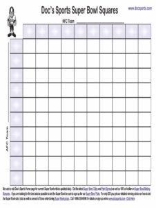 Full Page Free Printable Football Squares 100