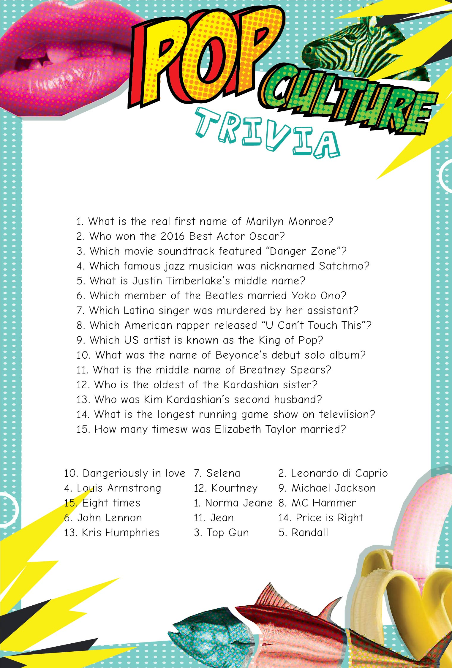 Fun Printable Trivia Questions And Answers Free Printable Templates