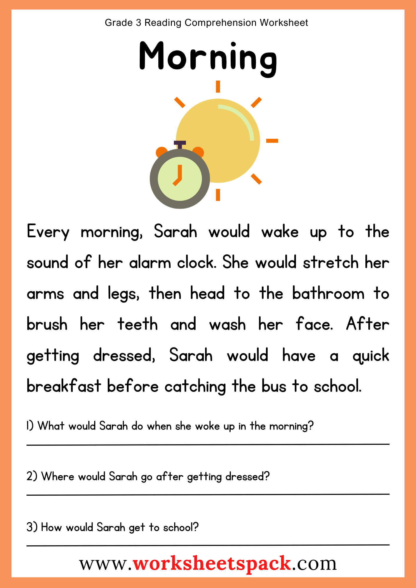 Grade 3 Reading Comprehension Worksheets Worksheetspack