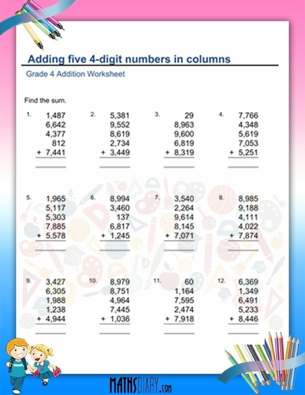 Free Printable Math Worksheets Grade 4