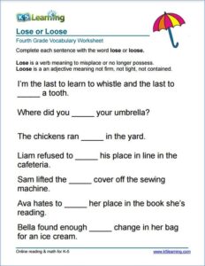 Grade 4 Vocabulary Worksheets Printable And Organized By Subject K5