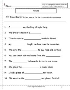 Grammar 5th Grade Worksheet