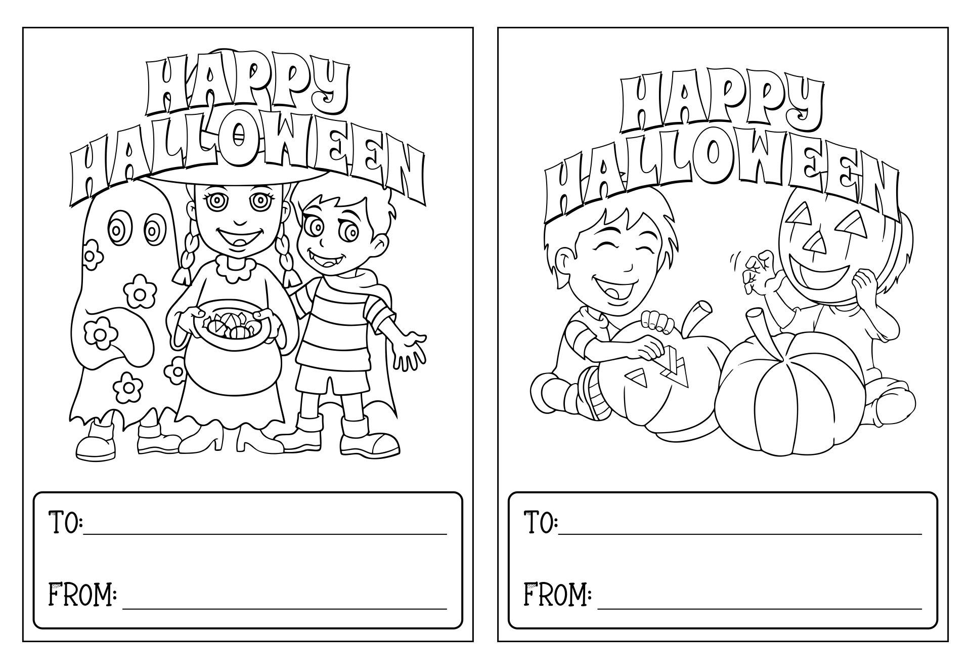 Halloween Cards To Color 15 Free PDF Printables Printablee