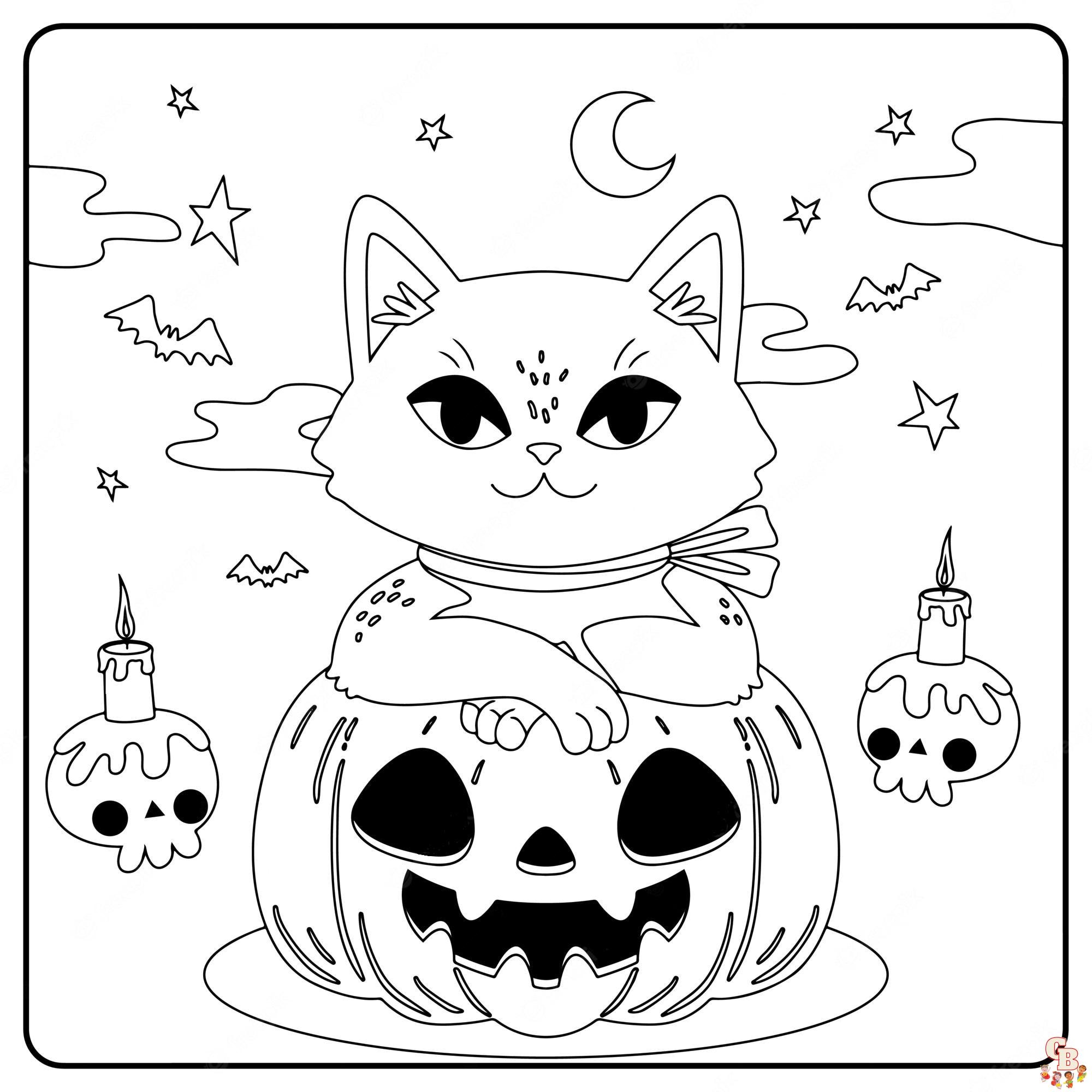 Free Printable Halloween Cat Coloring Pages