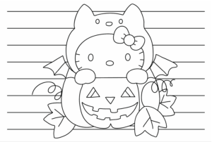 Halloween Hello Kitty Coloring Page To Print Free Printable Coloring