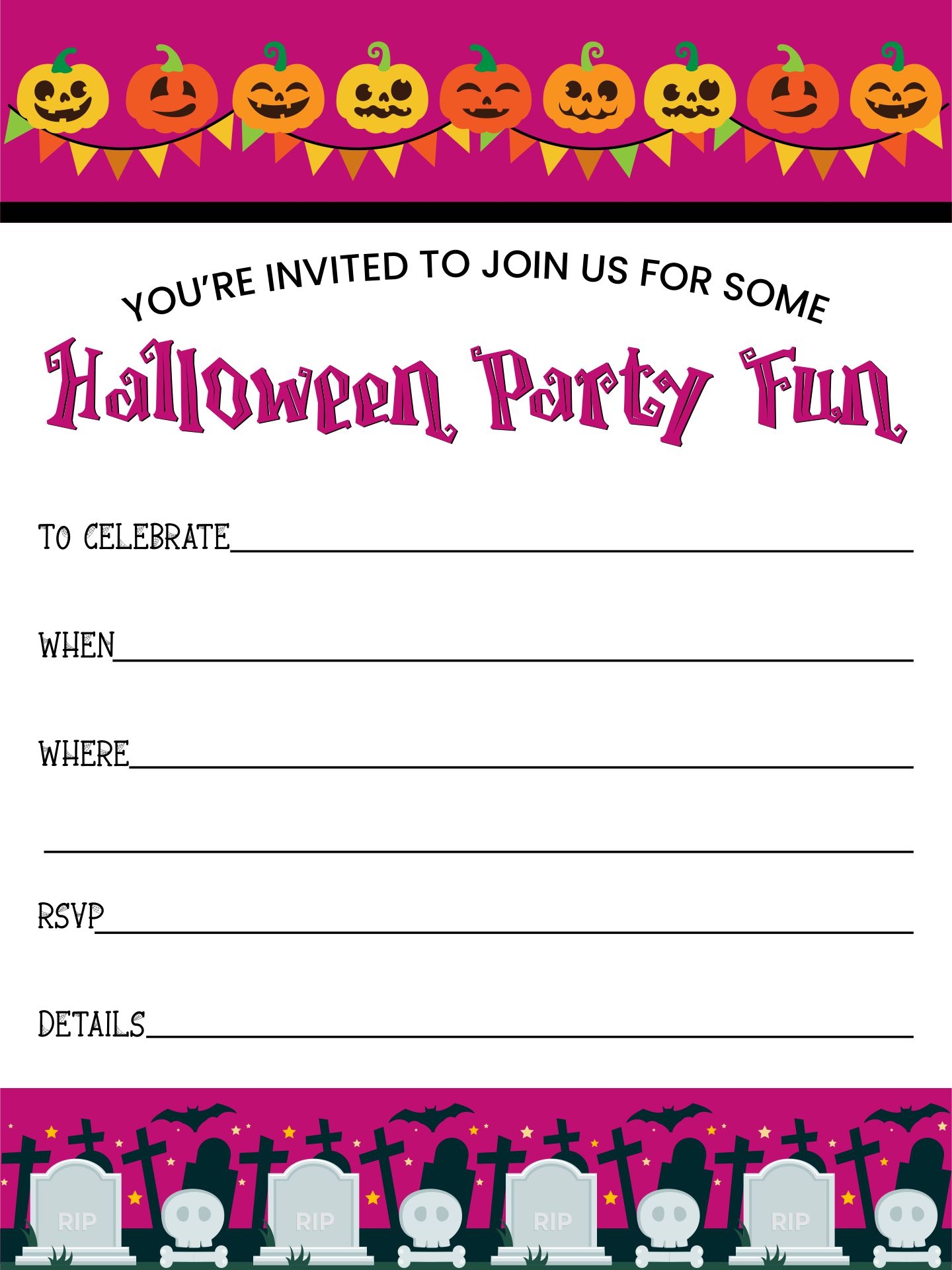 Blank Free Printable Halloween Party Invitations