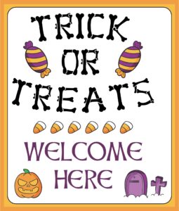 Halloween Trick Or Treat Sign Printable Printable Word Searches