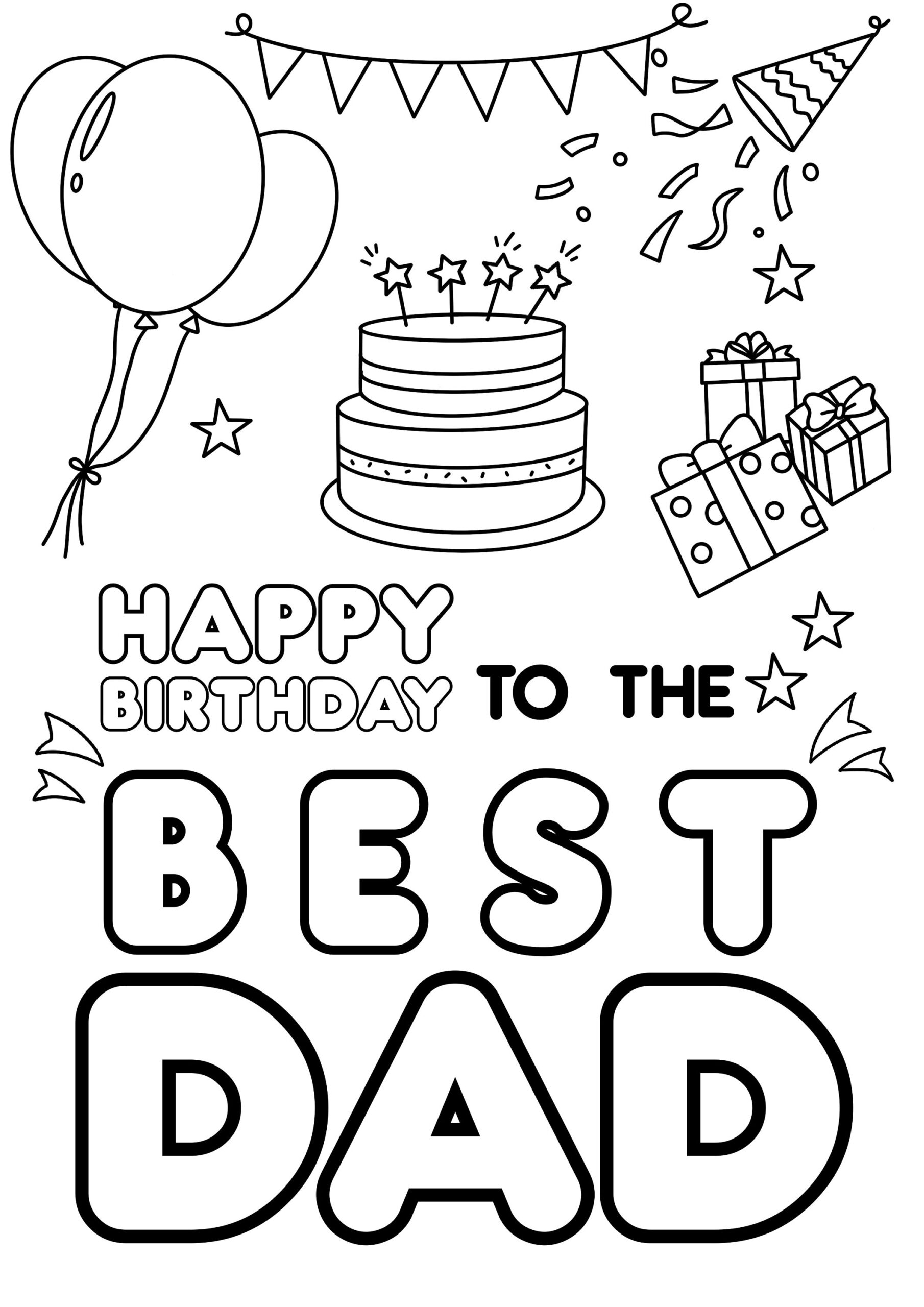 Free Printable Happy Birthday Dad Coloring Pages