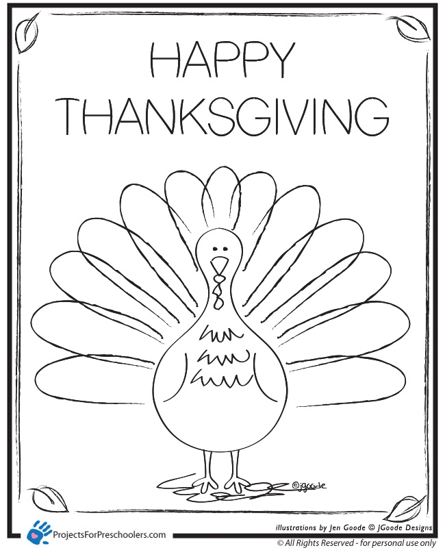 Free Printable Thanksgiving Coloring Pages For Preschoolers