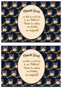 Harry Potter Thank You Cards Birthday Printable
