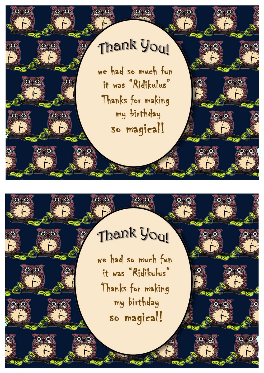 Harry Potter Thank You Cards Free Printable