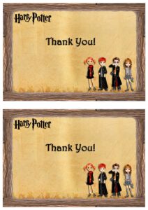 Harry Potter Thank You Cards Birthday Printable