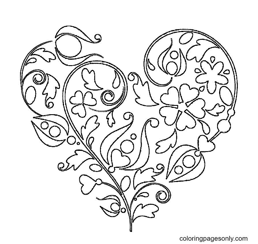 Heart Of Flowers Coloring Page Free Printable Coloring Pages