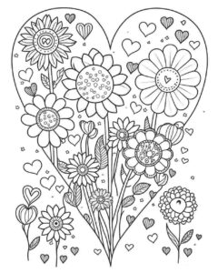 Hearts And Flowers Coloring Page 2 ColoringFunHouse