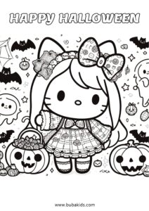 Hello Kitty Halloween Coloring Pages Printable Free Hello Kitty