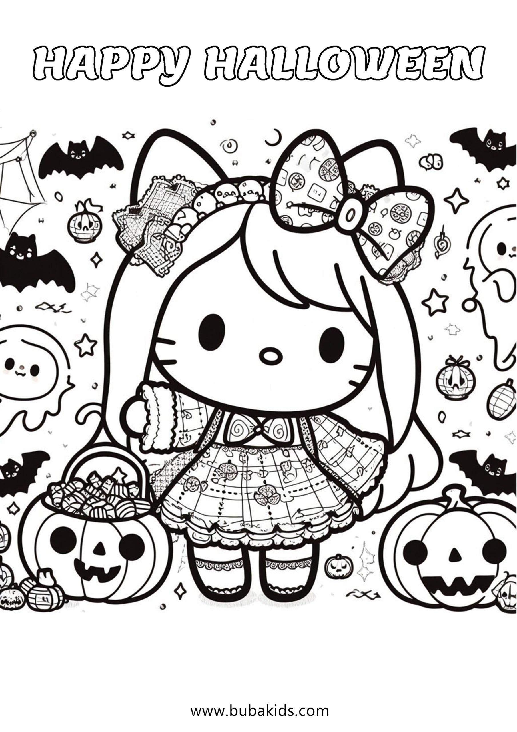 Hello Kitty Halloween Coloring Pages Printable Free Hello Kitty 