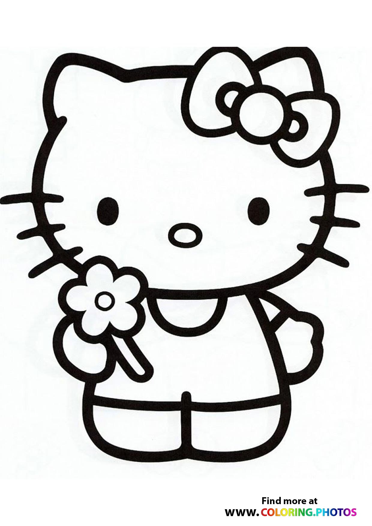 Hello Kitty With Flower Coloring Pages For Kids