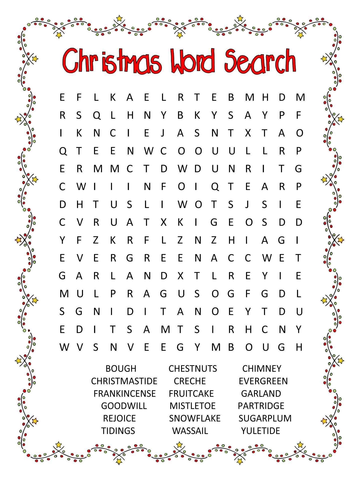 Holiday Word Search Puzzles Printable