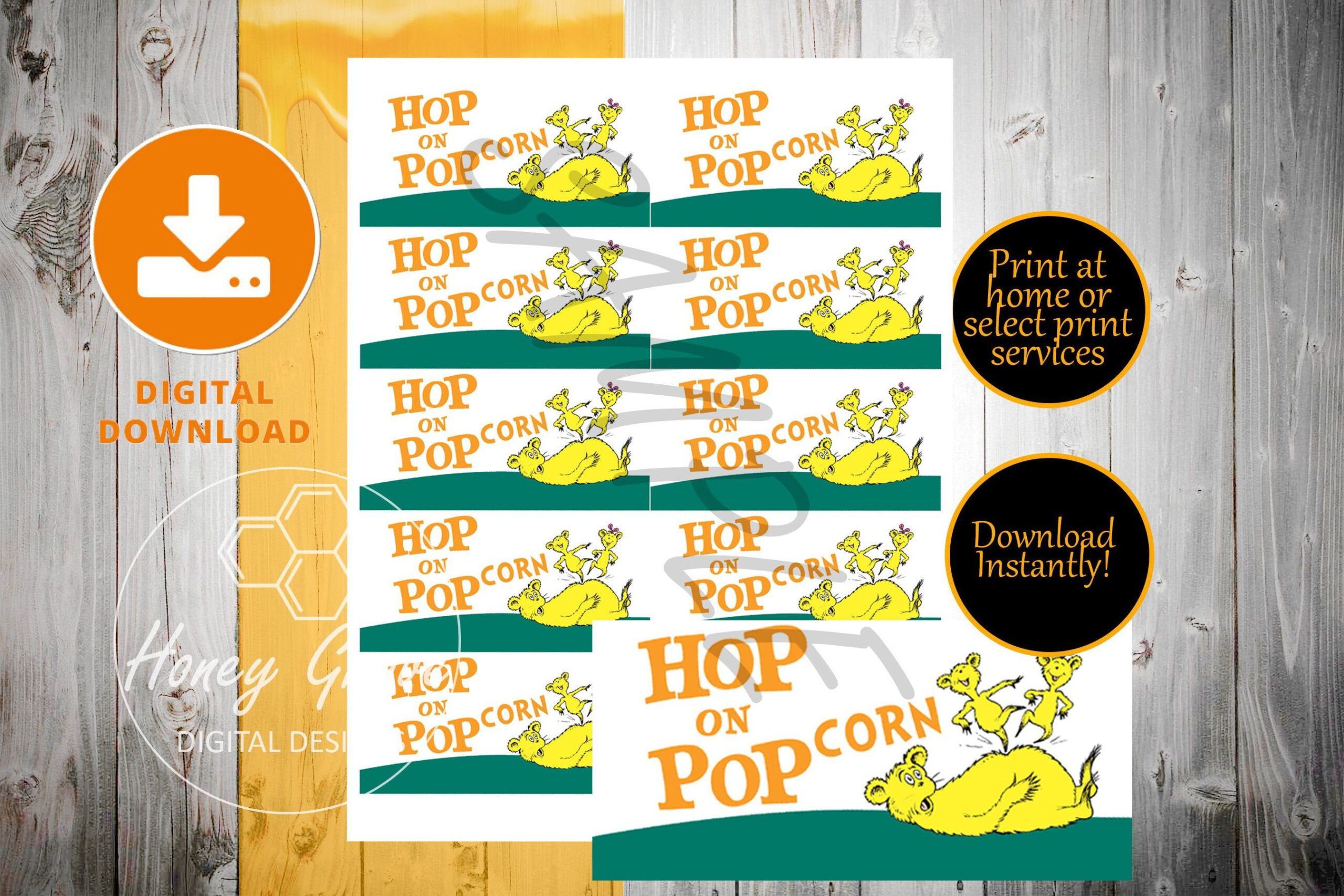 Hop On Pop Popcorn Free Printable