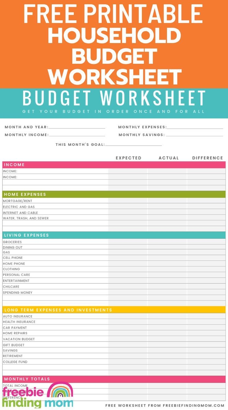 Household Budget Worksheets