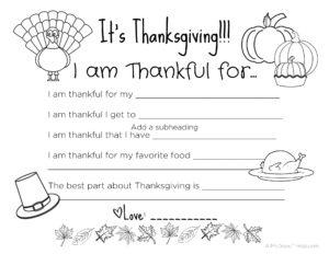I Am Thankful For Printable Cards