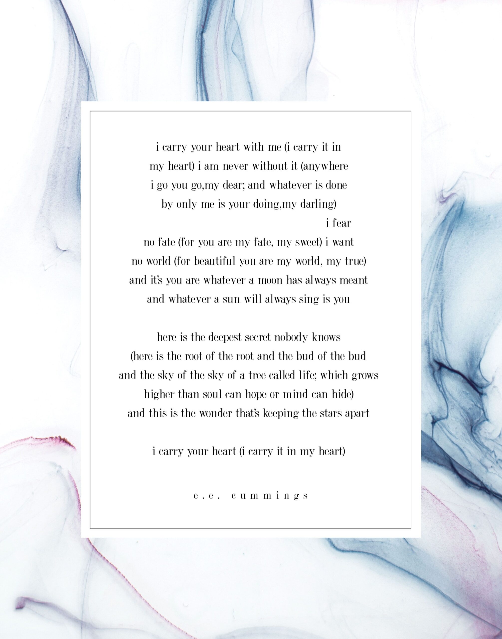I Carry Your Heart Free Printable