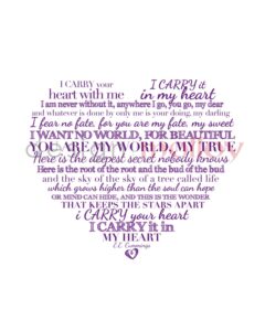 I Carry Your Heart Print E E Cummings Valentine 39 s Day