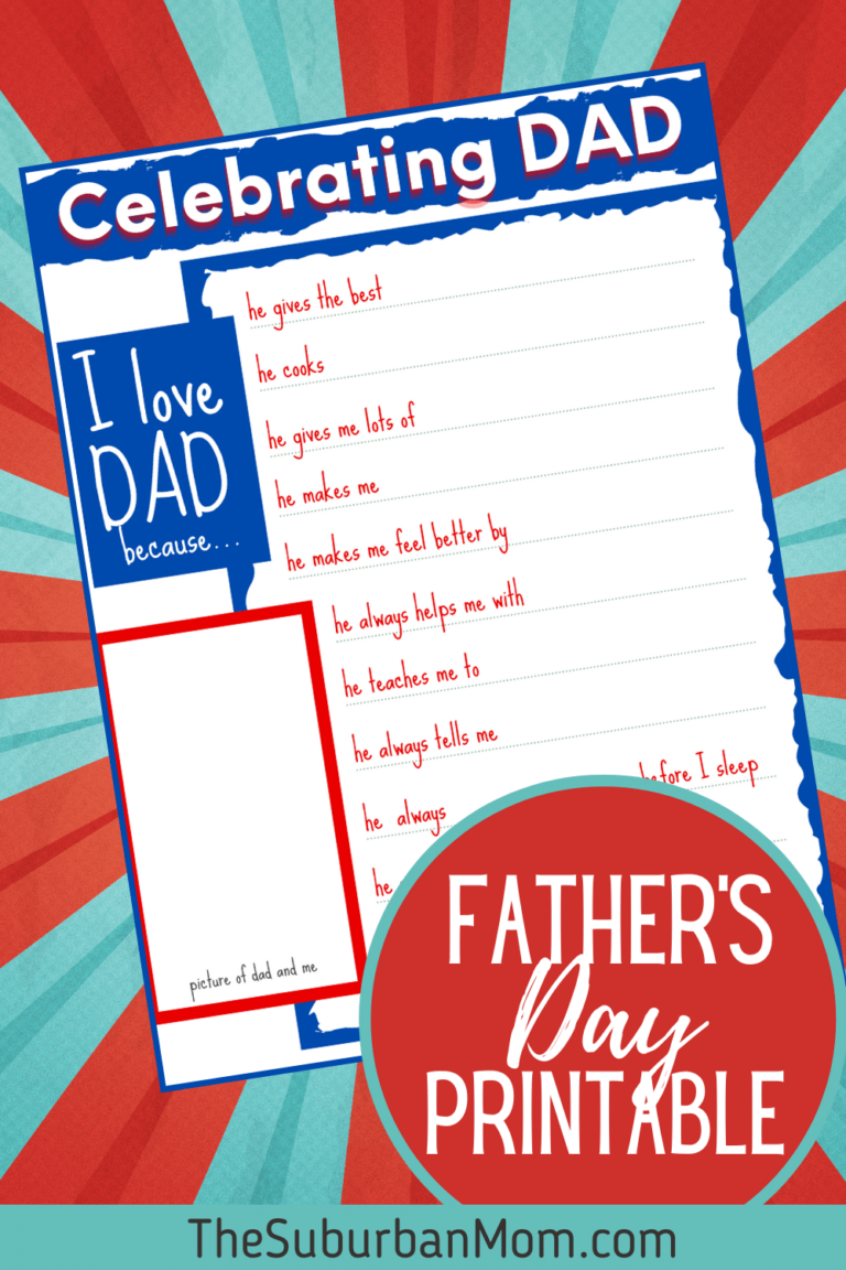 I Love My Dad Because Free Printables