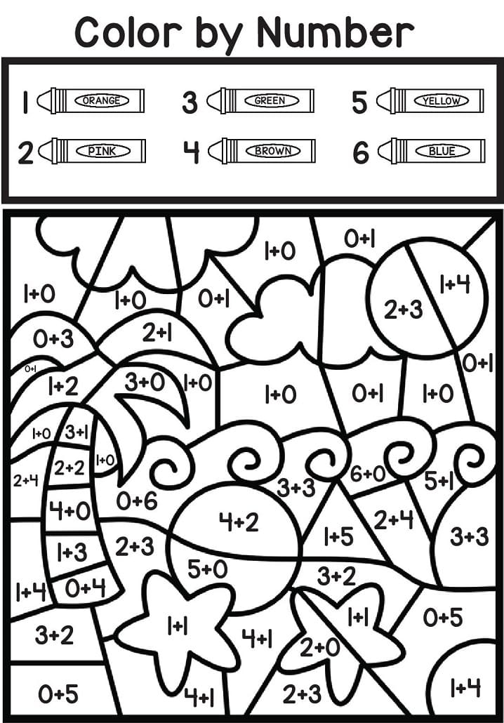 Island Color By Number Addition Coloring Page Free Printable Coloring 