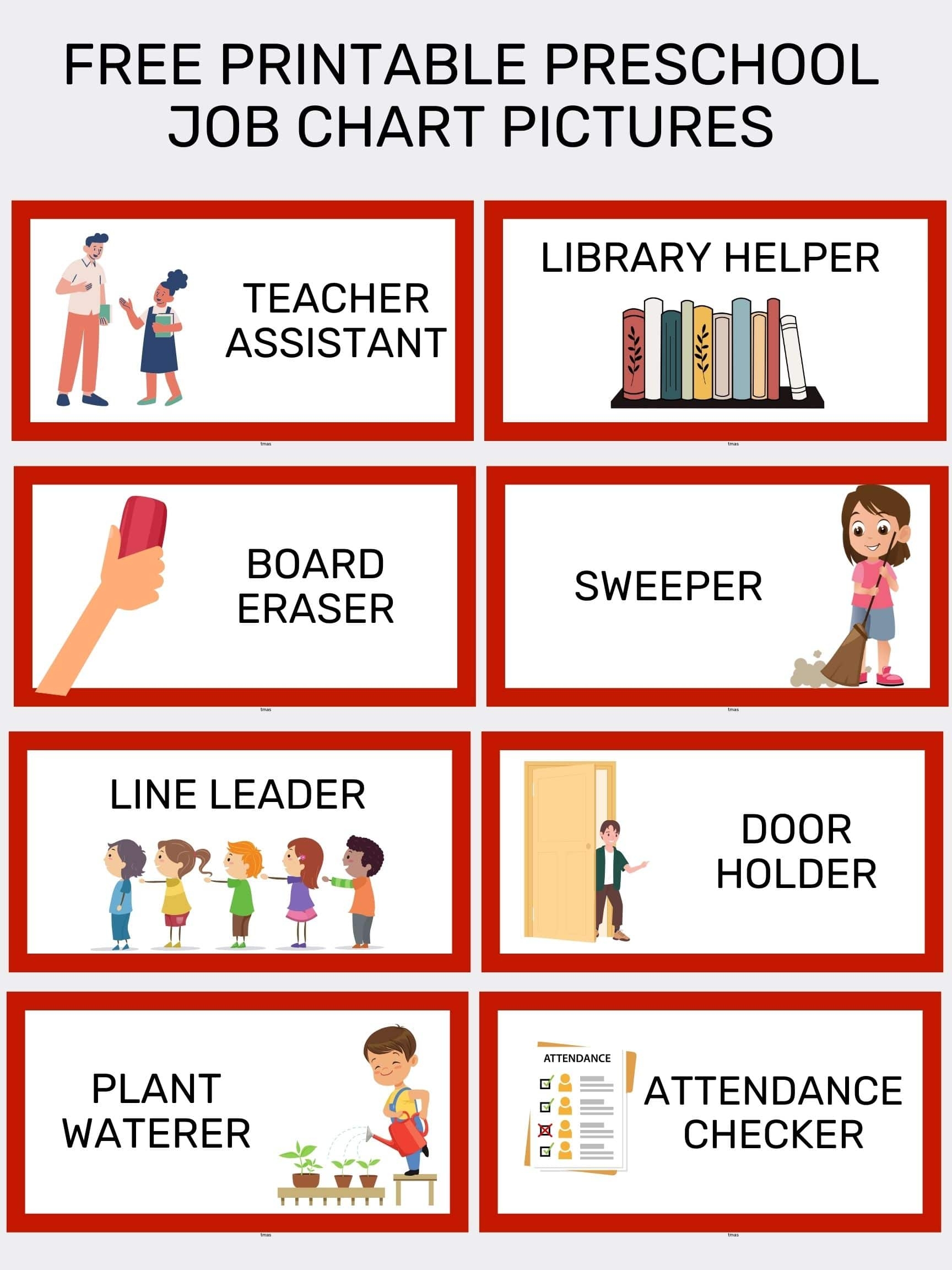 Free Printable Preschool Job Chart Pictures