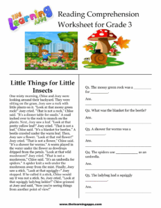 K12 3rd Grade Printable Worksheet Reading Reading Worksheet Printable