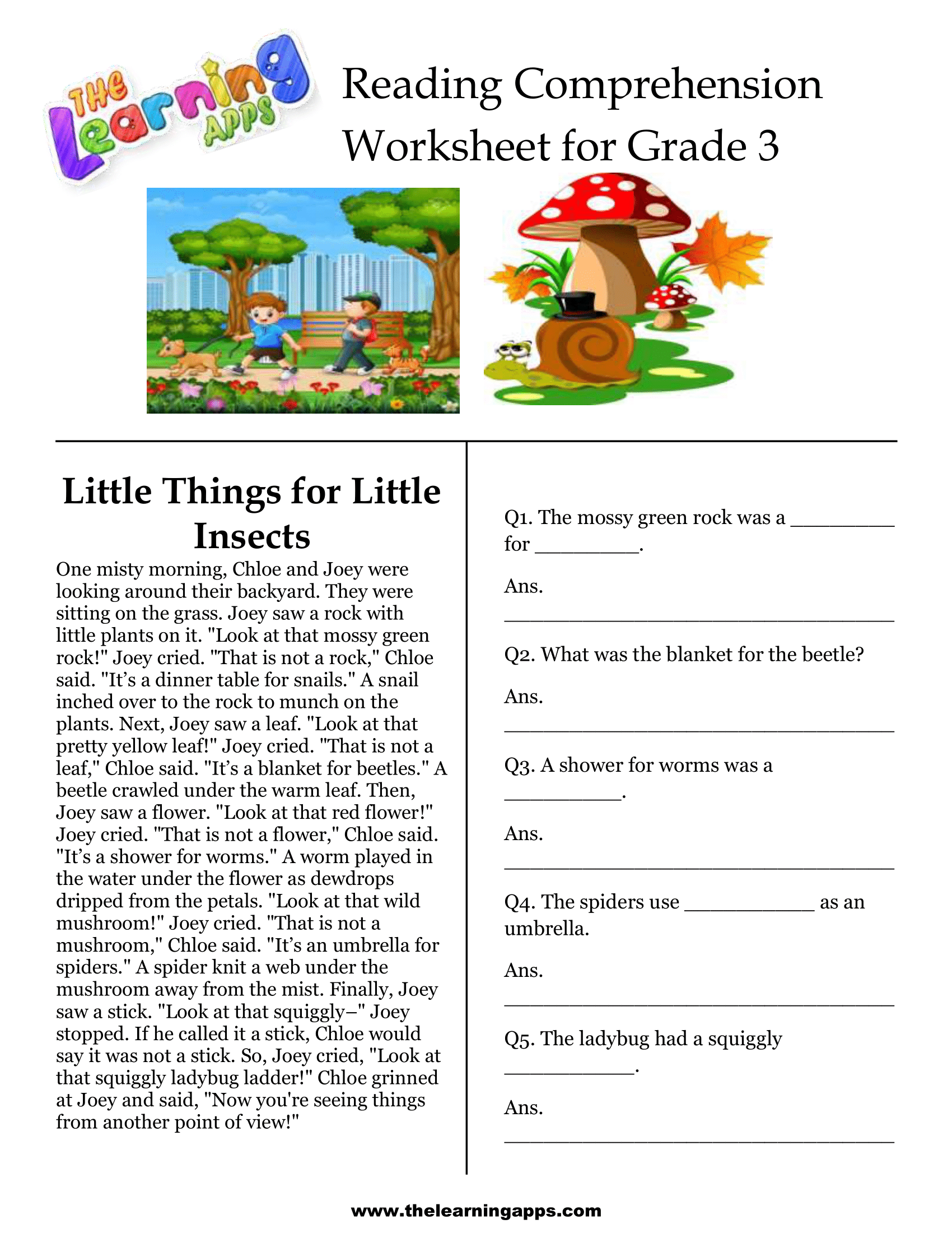 K12 3rd Grade Printable Worksheet Reading Reading Worksheet Printable